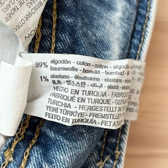 Zara High Rise Vintage Straight Leg Distressed Jeans in Light Blue Wash, Size 4 - Picture 9 of 9